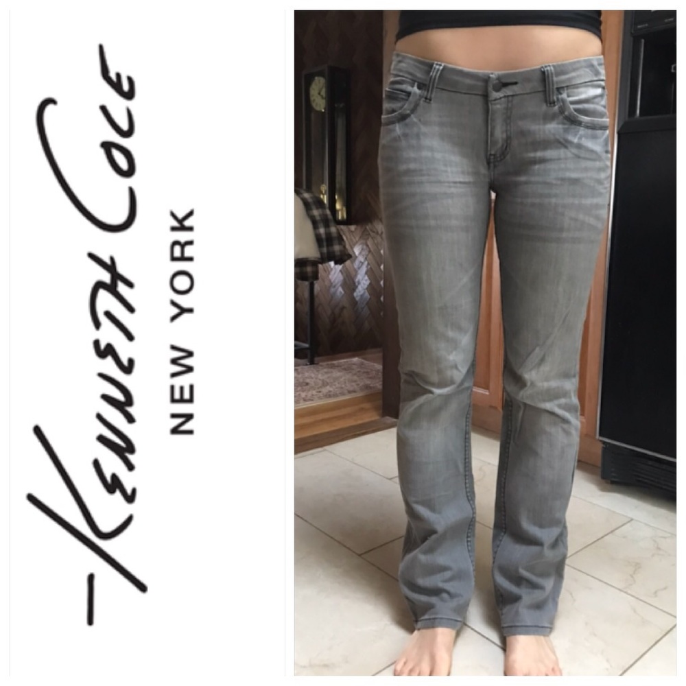 Kenneth Cole Distressed Gray Straight Leg Jeans